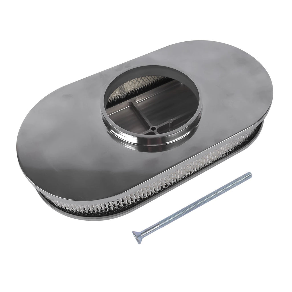 15" Oval Polished Aluminum Air Cleaner Filter for SBC BBC 350