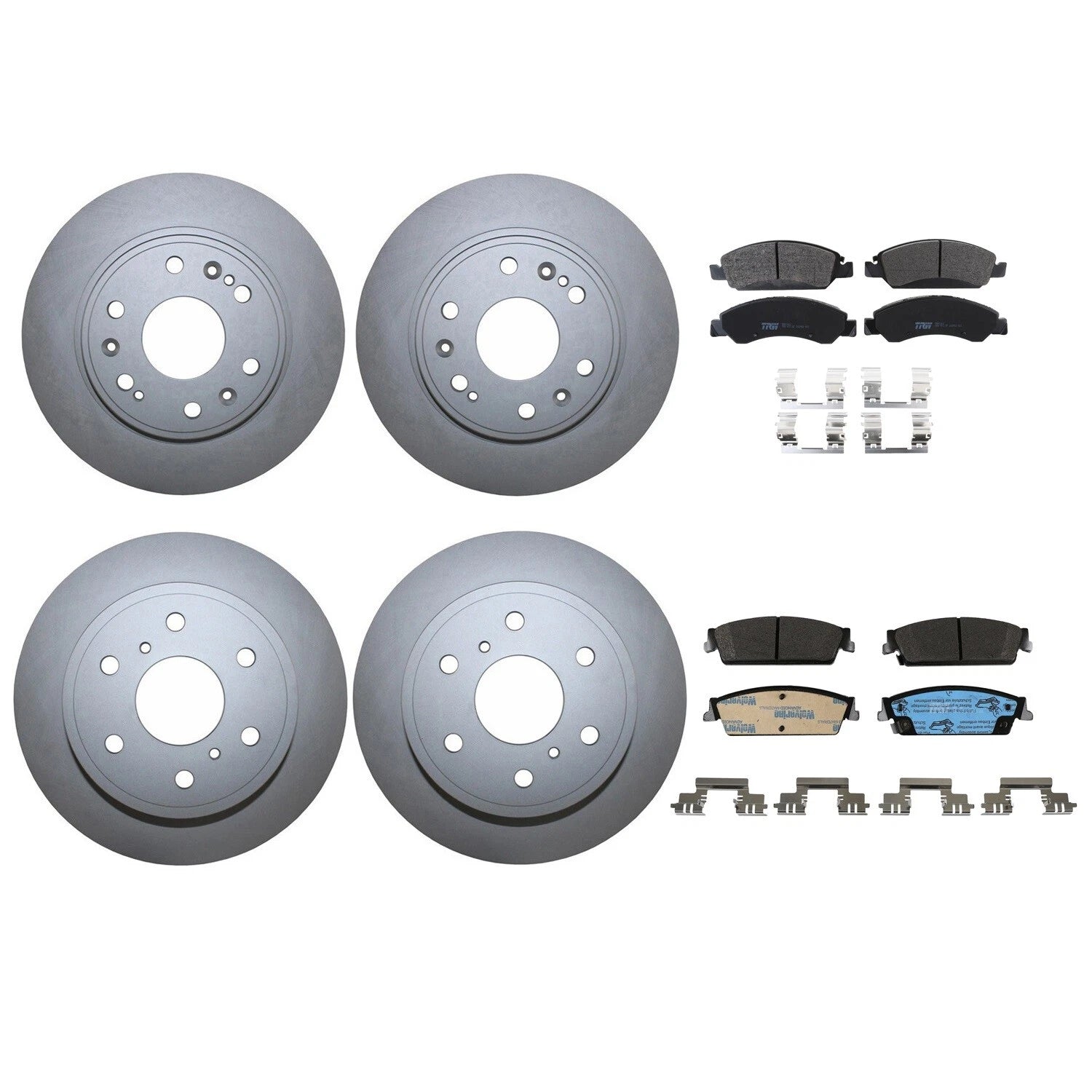 Front & Rear Brake Kit Disc Rotors & TRW Pro Metallic Pads for Cadillac Chevy GMC