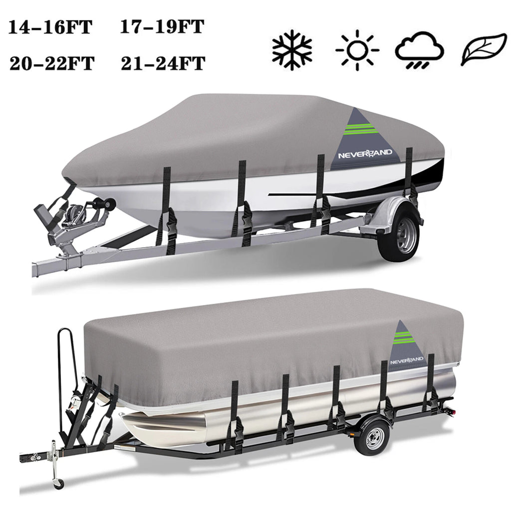 Pontoon Boat Cover for Neverland 14-24ft (Waterproof, UV, Heavy Duty)