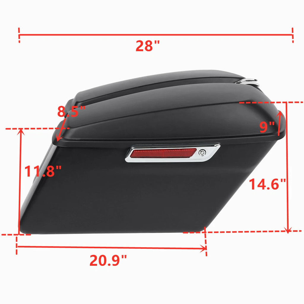 Matte Black Hard Saddle Bags for Harley Touring Electra Street Road Glide (2014–2024)