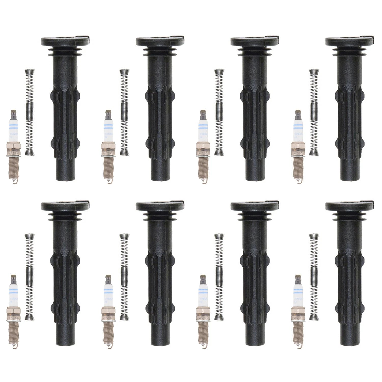 Set of 8 Double Platinum Spark Plugs & Ignition Coil Boot Kit for C216 CL550