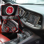 Red Power Ignition Switch Button AC Volume Knob Cover for Dodge Challenger (2015-2024)