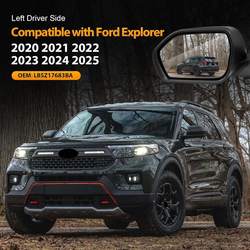 Left Mirror for Ford Explorer (2020–2024) Power Heated Blind Spot Puddle Light