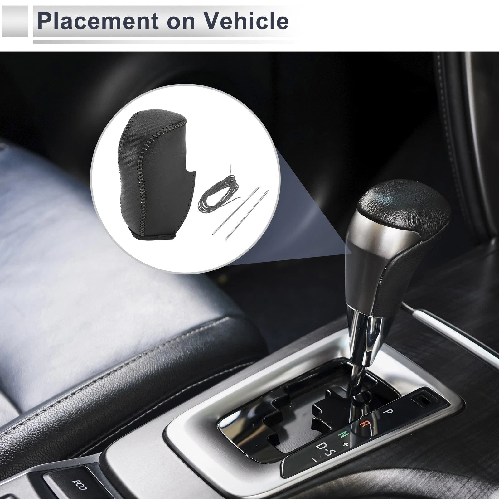 Gear Shift Knob Cover for Honda Civic (2012–2014) Black Carbon Fiber