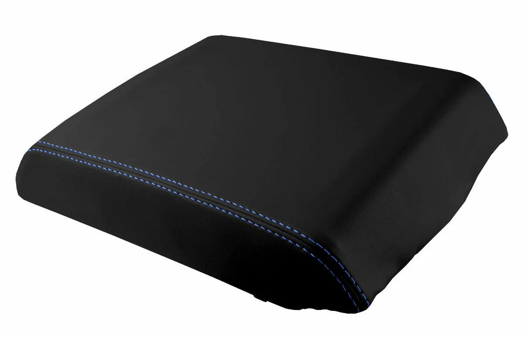 Leather Console Lid Armrest Cover for Hummer H2 (2005–2007) Blue Stitch