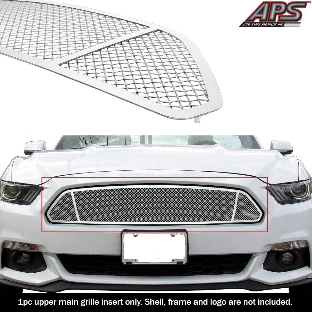 Stainless Chrome Mesh Grille Insert for Ford Mustang V6 (2015-2017)