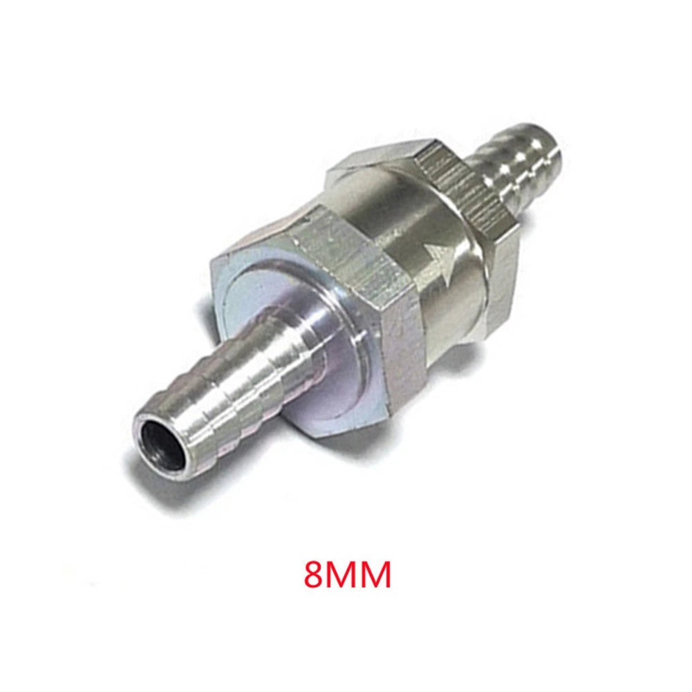 8MM One Way Check Valve for Gas or Diesel Fuel (Silver Aluminum)