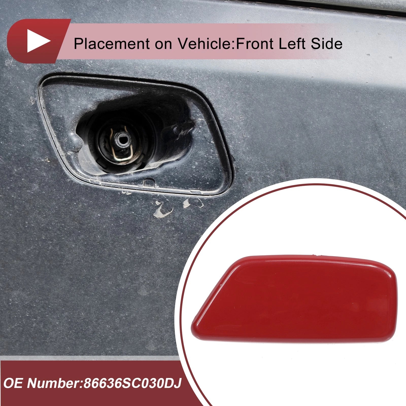 Front Left Washer Nozzle Cover Cap for Subaru Forester (2009–2012) Red