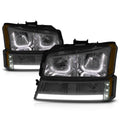 LED DRL Bar J-Halo Headlights Smoked/Amber for Chevy Silverado/Avalanche (2003–2006)