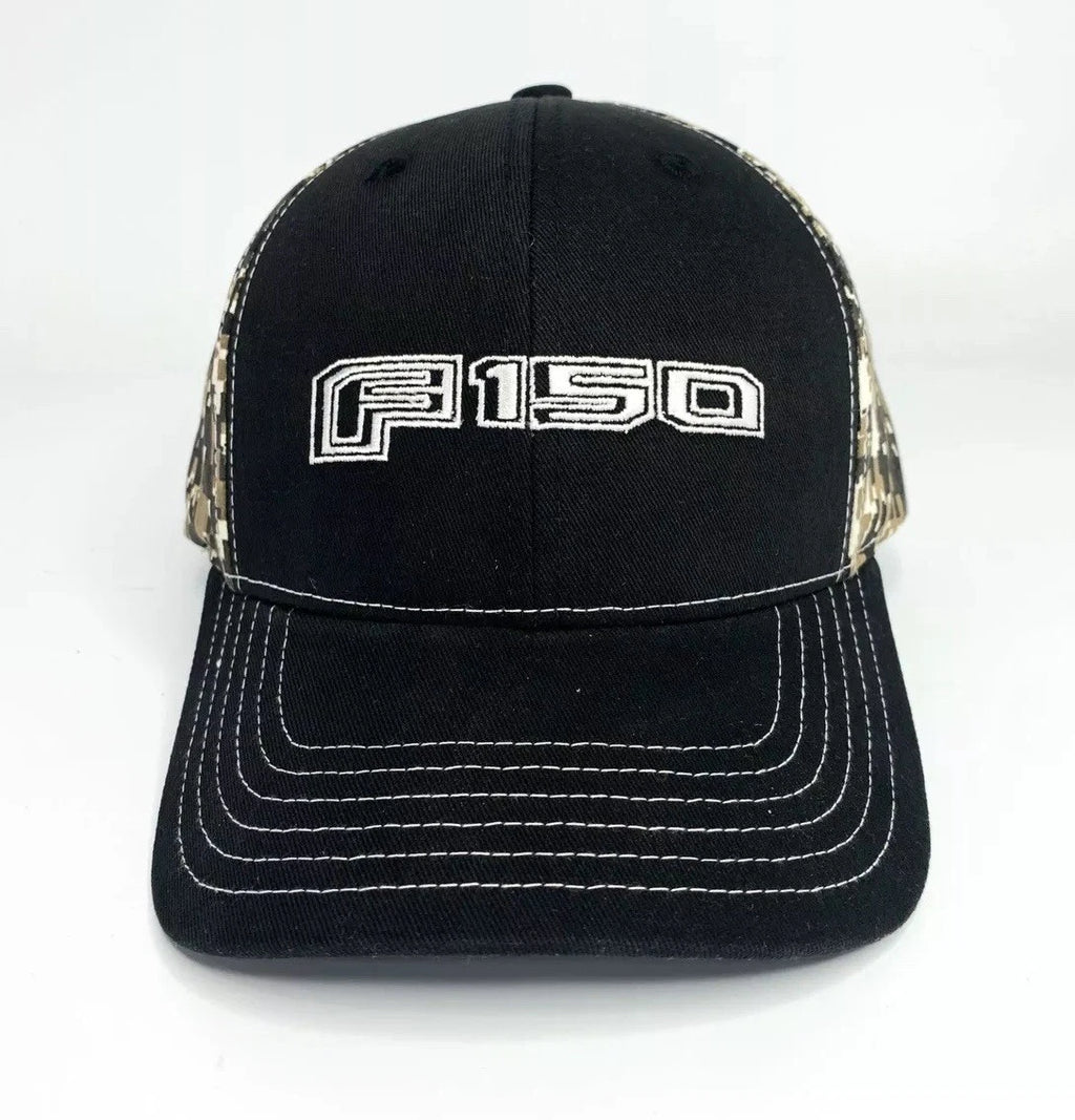 Baseball Cap Hat with Ford F-150 Script Emblem for Black Brown Digital Camo