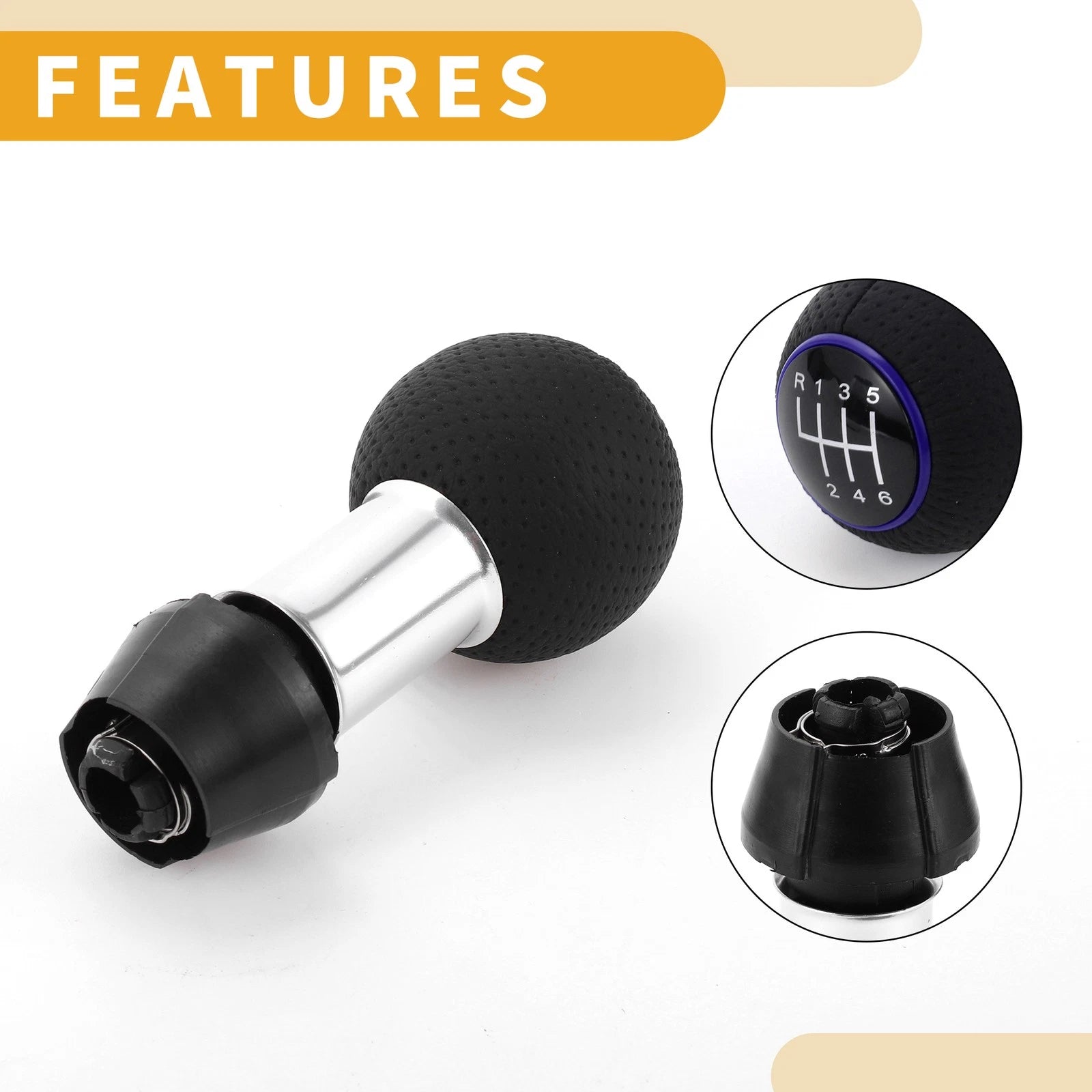6 Speed Manual Gear Shift Knob for Audi A3 (2008–2020) Plastic Faux Leather Blue