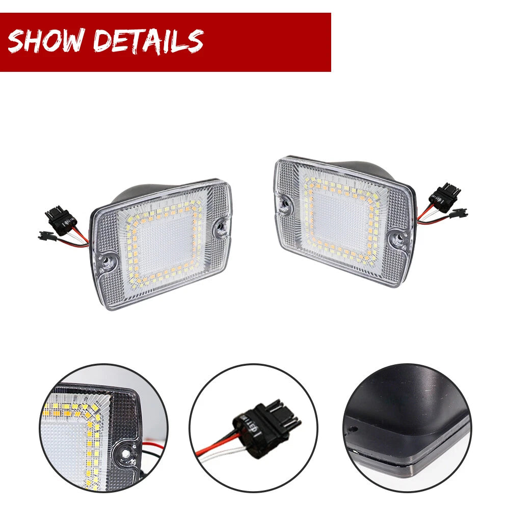 2X Clear White DRL Turn Signals with Amber LED for Jeep Wrangler YJ (1987–1995)