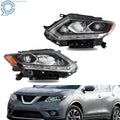 Headlight Set for Nissan Rogue (2014–2016) Right + Left Chrome LED Clear Lens