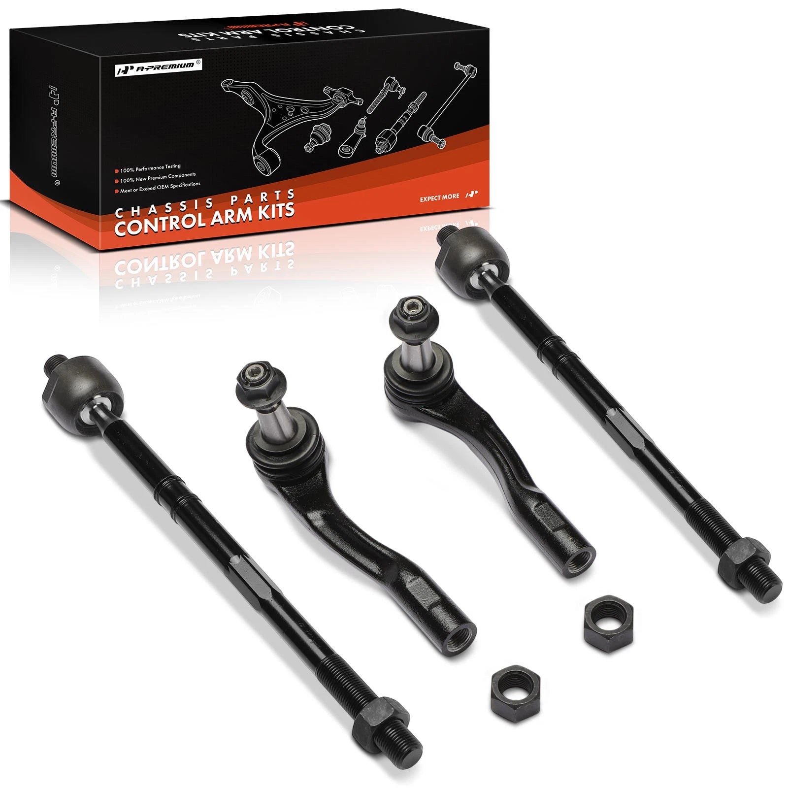 Set of 4 Front Inner & Outer Tie Rod Ends for Mercedes-Benz Sprinter 1500 (2010–2018)