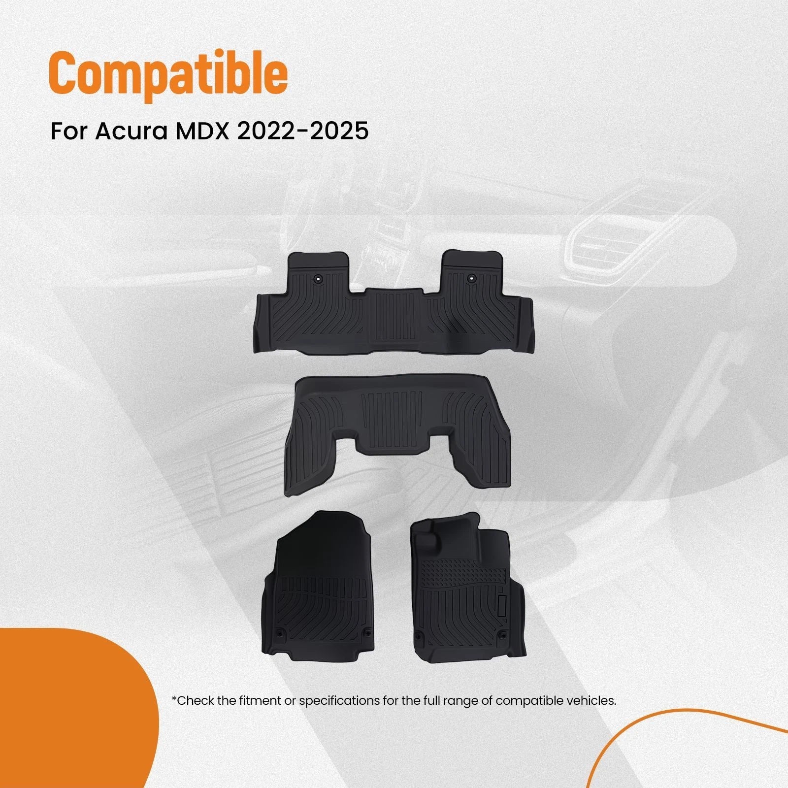 All Weather TPE Floor Mats for Acura MDX (2022–2025) Black