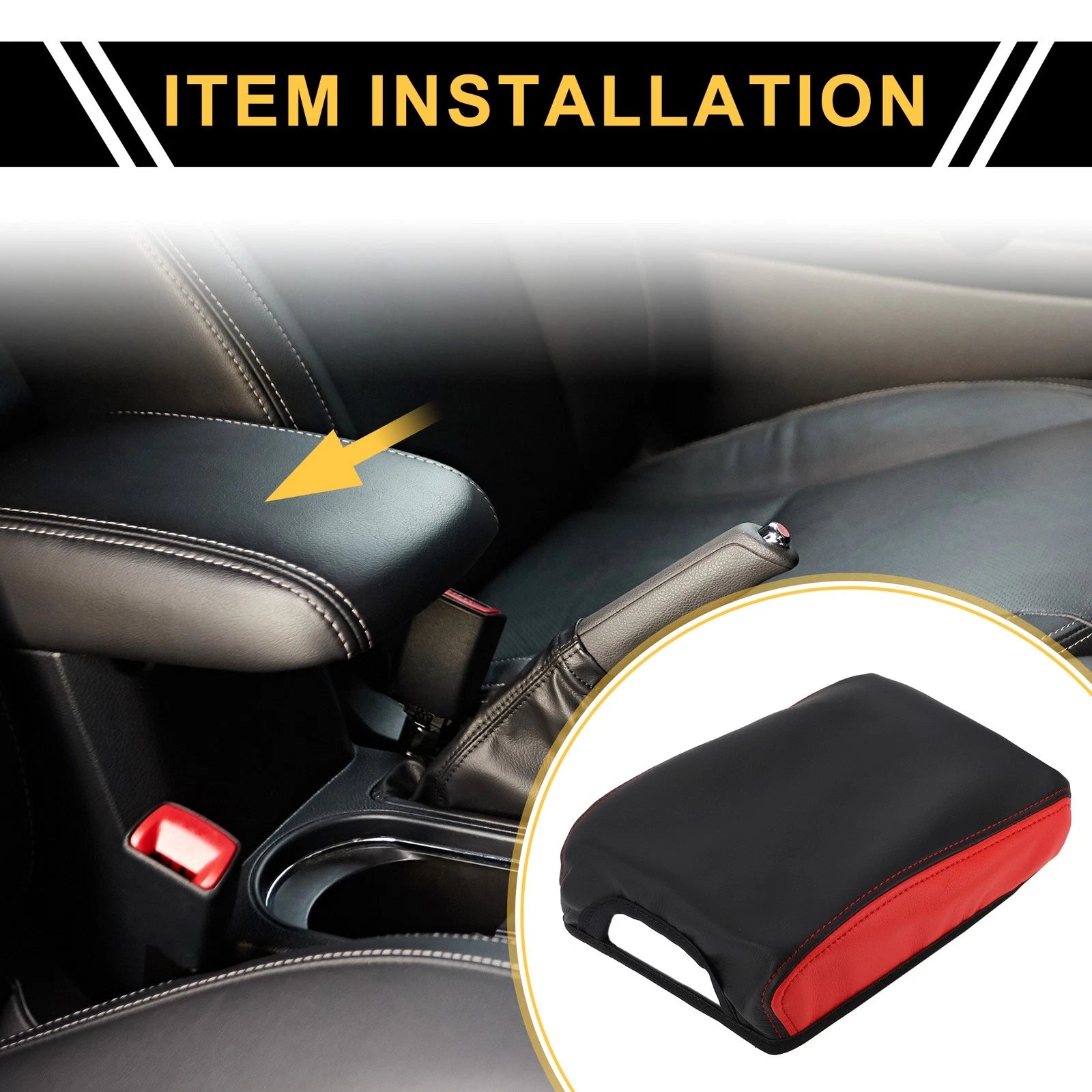 Center Console Lid Armrest Cover for Toyota Tacoma (2016–2020) Waterproof Black Red