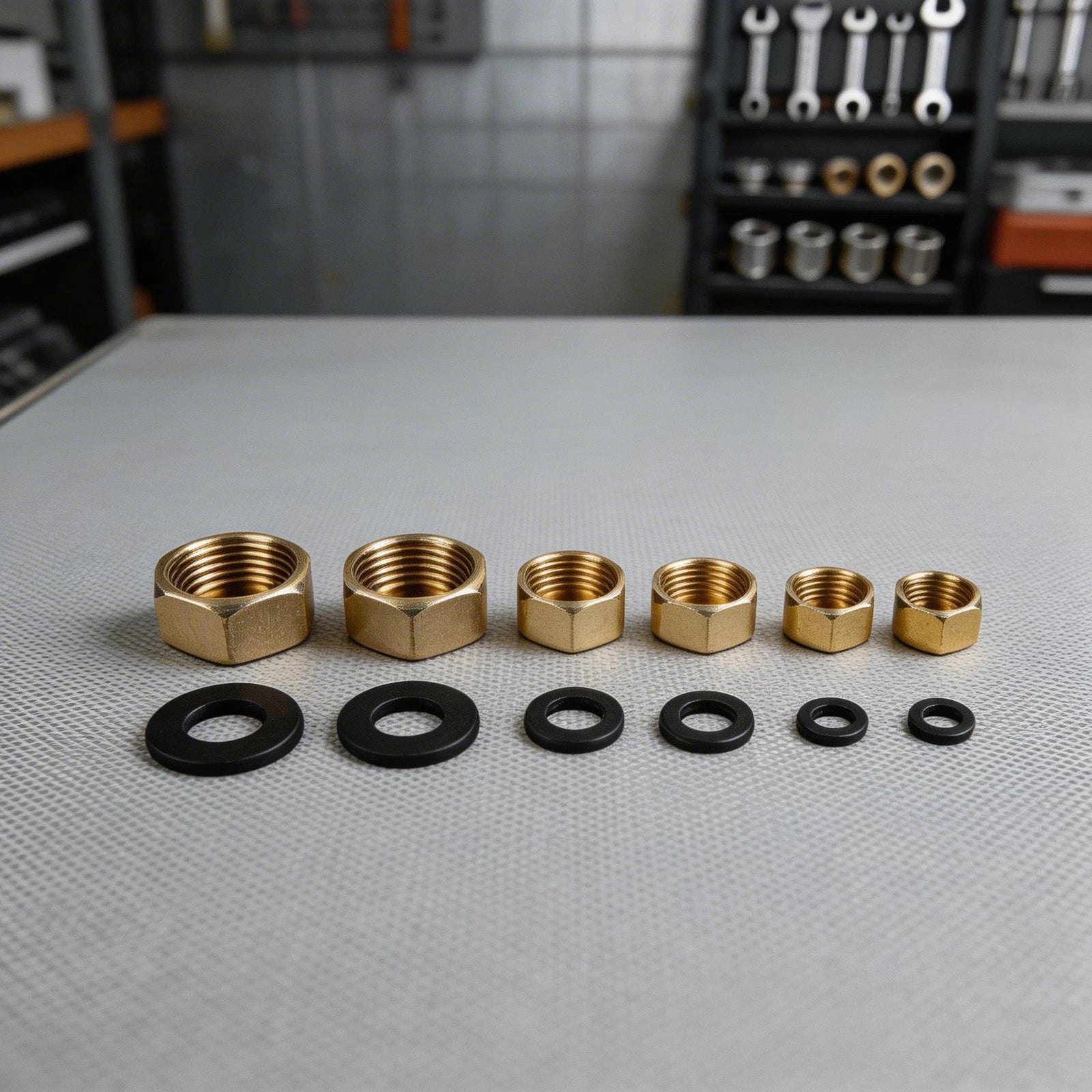 Set of 6 Brass Hexagonal Threaded Fittings for Garden Hose Repair
