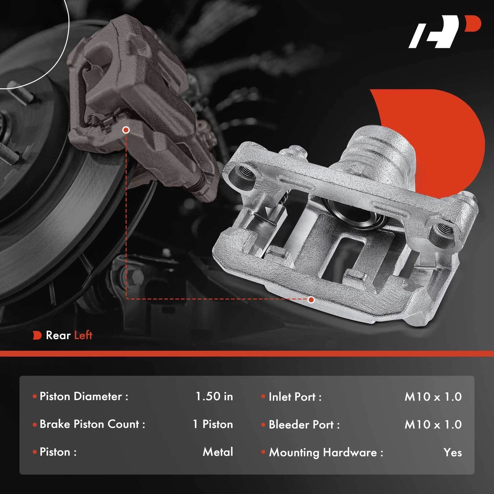 Rear Left Brake Caliper with Bracket for Nissan Frontier Xterra (2005–2025)