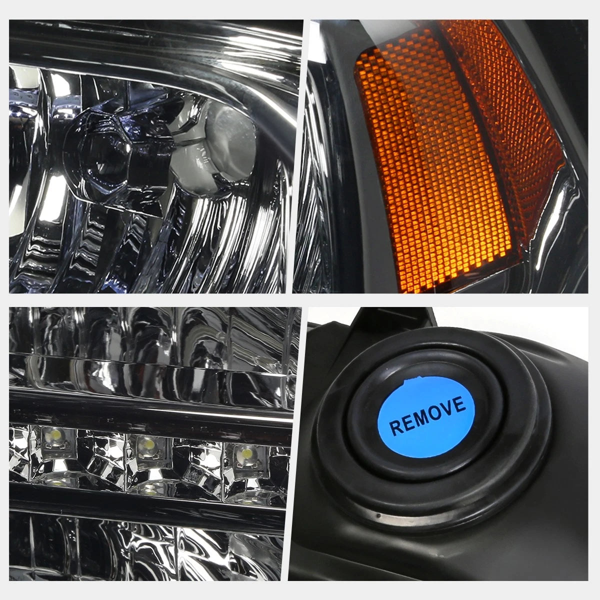 LED DRL Headlight Set for Ford Super Duty (2005–2007) Smoked Housing Amber