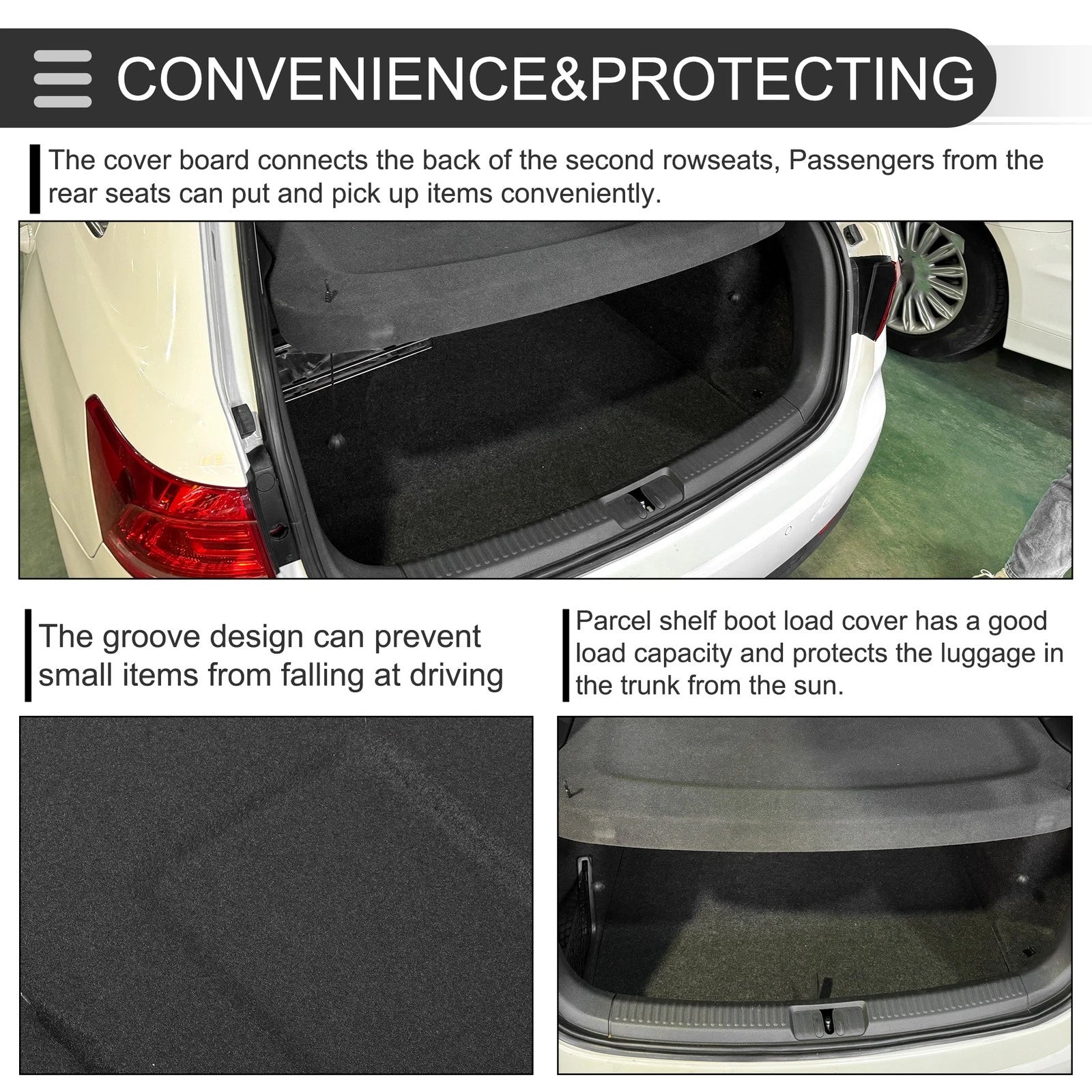 Rear Parcel Shelf Boot Load Cover for Audi Q5 (2009–2018) Black