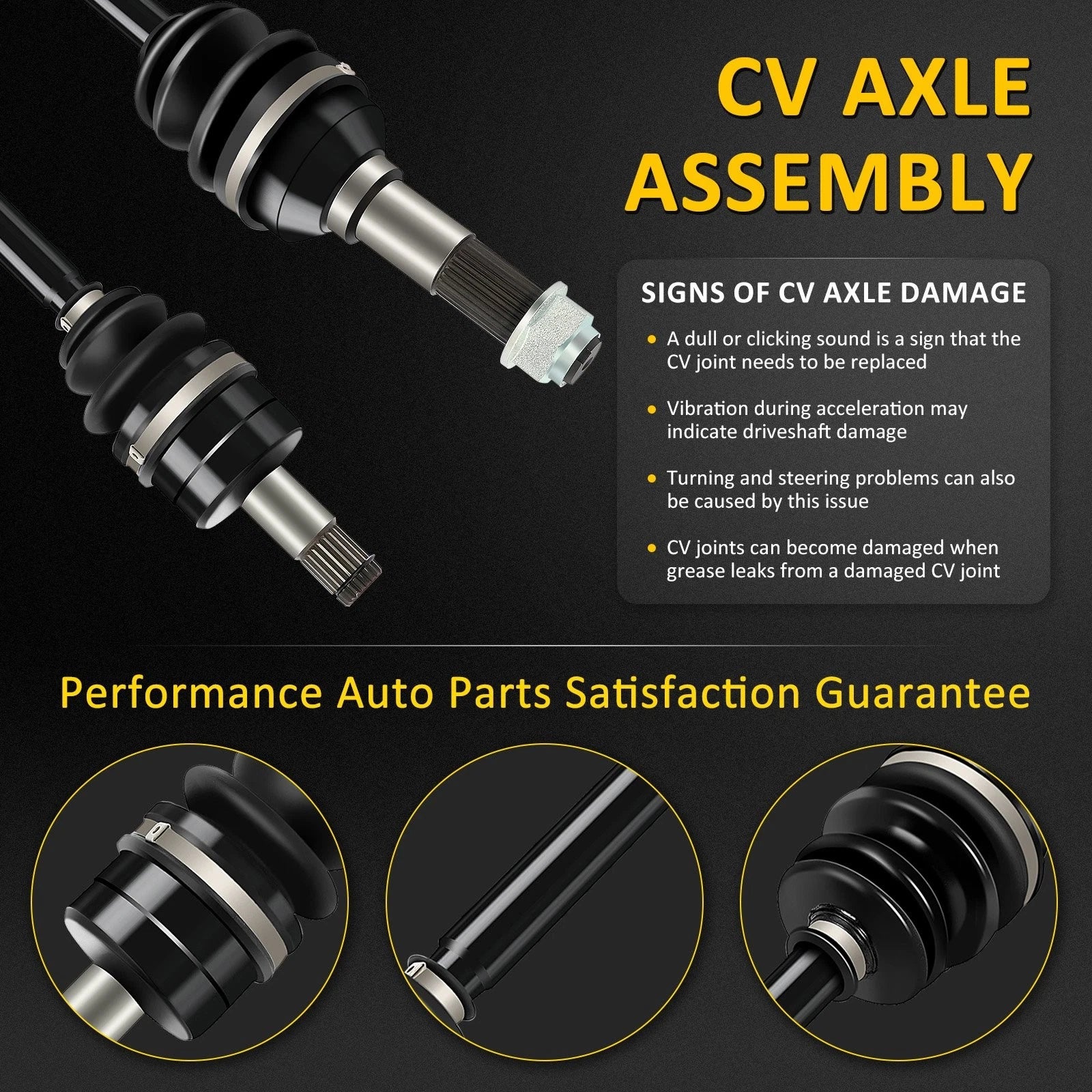 Set of 4 CV Axle Shafts for Yamaha Rhino 700 4x4 (2008–2013)