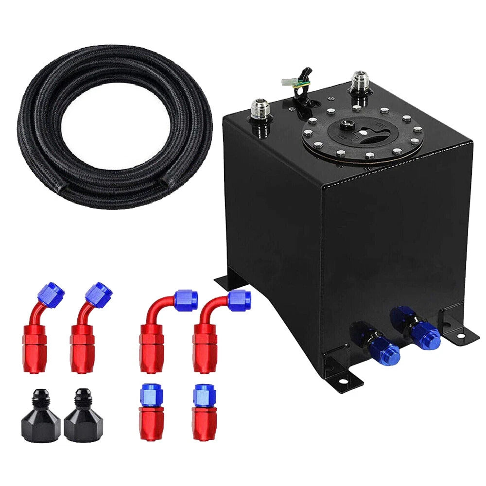 2.5 Gallon Aluminum Fuel Cell Tank with Cap, Level Sender & Hose Kit for