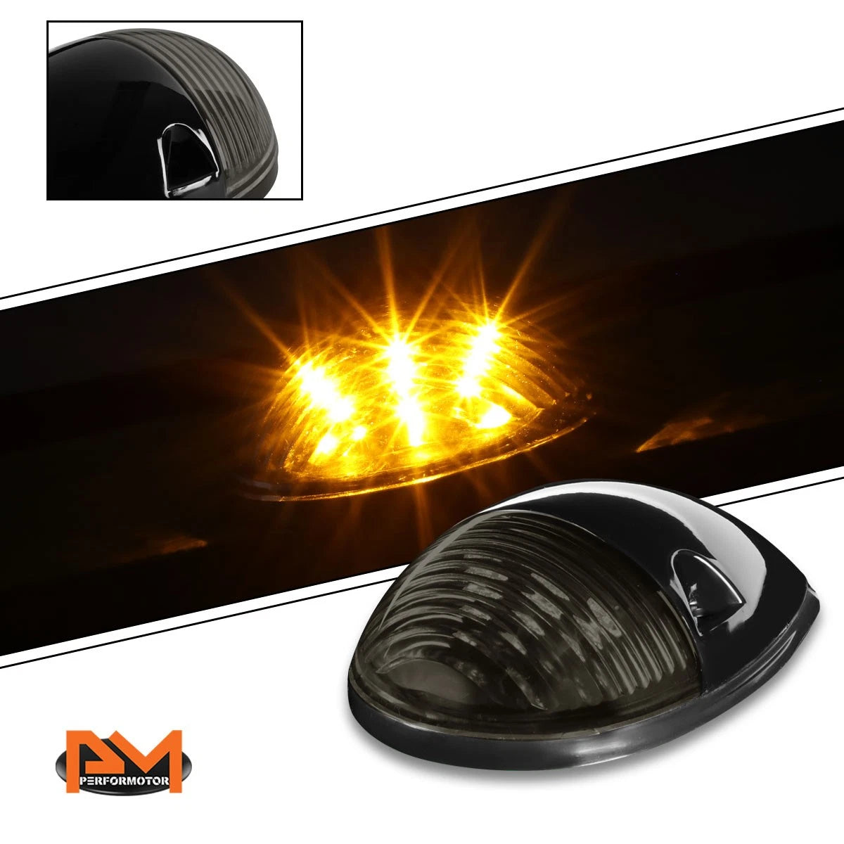 3Pcs Cab Roof Running Light Smoked Yellow LED for Silverado/Sierra (2002–2007)