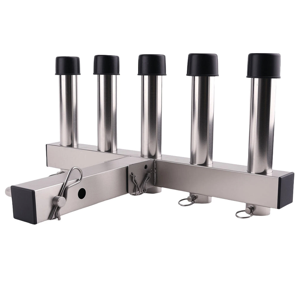 Adjustable Fishing Pole Rack for 2" Hitch Receiver (5 Rods)