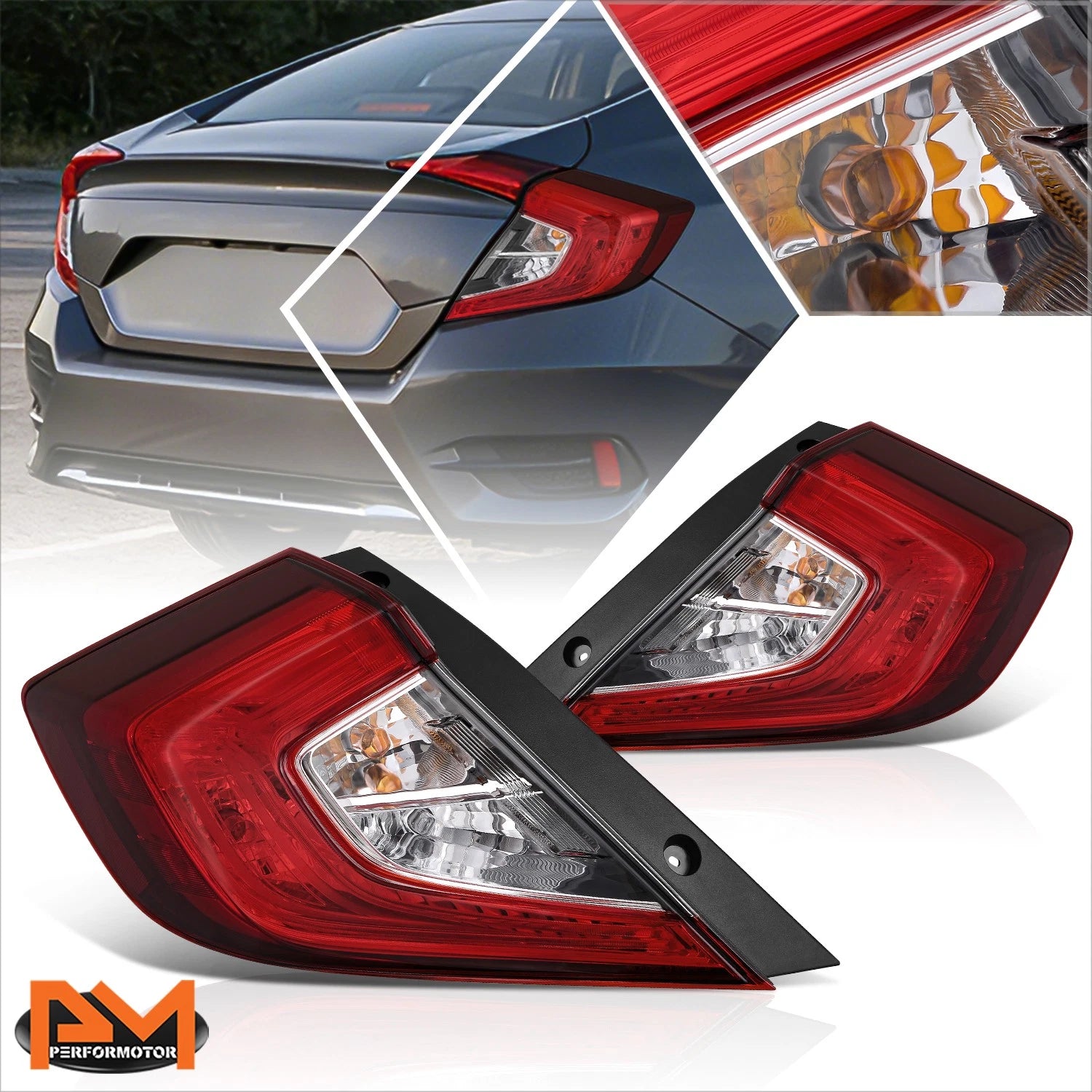 Rear Left Taillight Assembly for Honda Civic Sedan (2016–2021) Chrome Housing