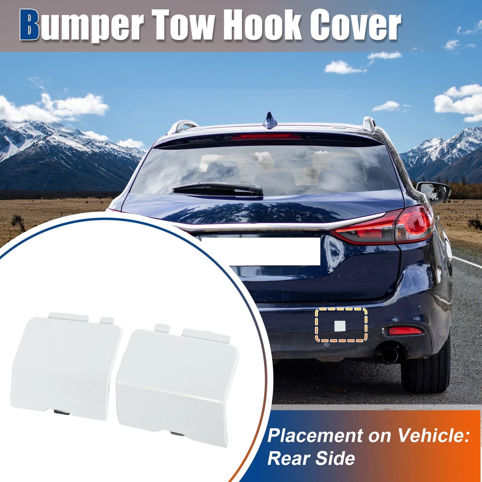 Pair Rear Tow Hook Cover for Mazda 6 (No.GJR950EK151/GJR950EL151) White