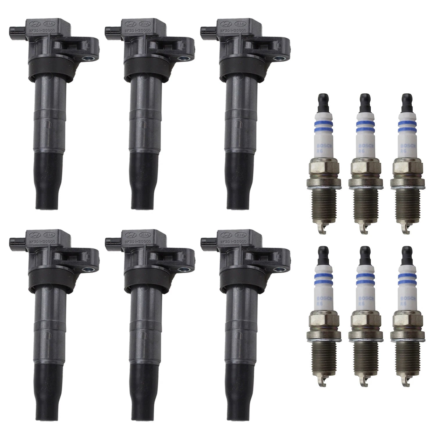 Set of 6 Ignition Coils & Spark Plugs for Hyundai Azera Sonata V6 (2006–2010)