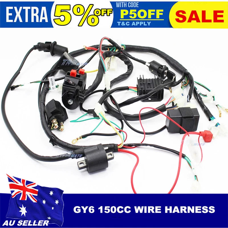 Wiring Harness for GY6 125cc 150cc ATV Scooter (Stator Solenoid)