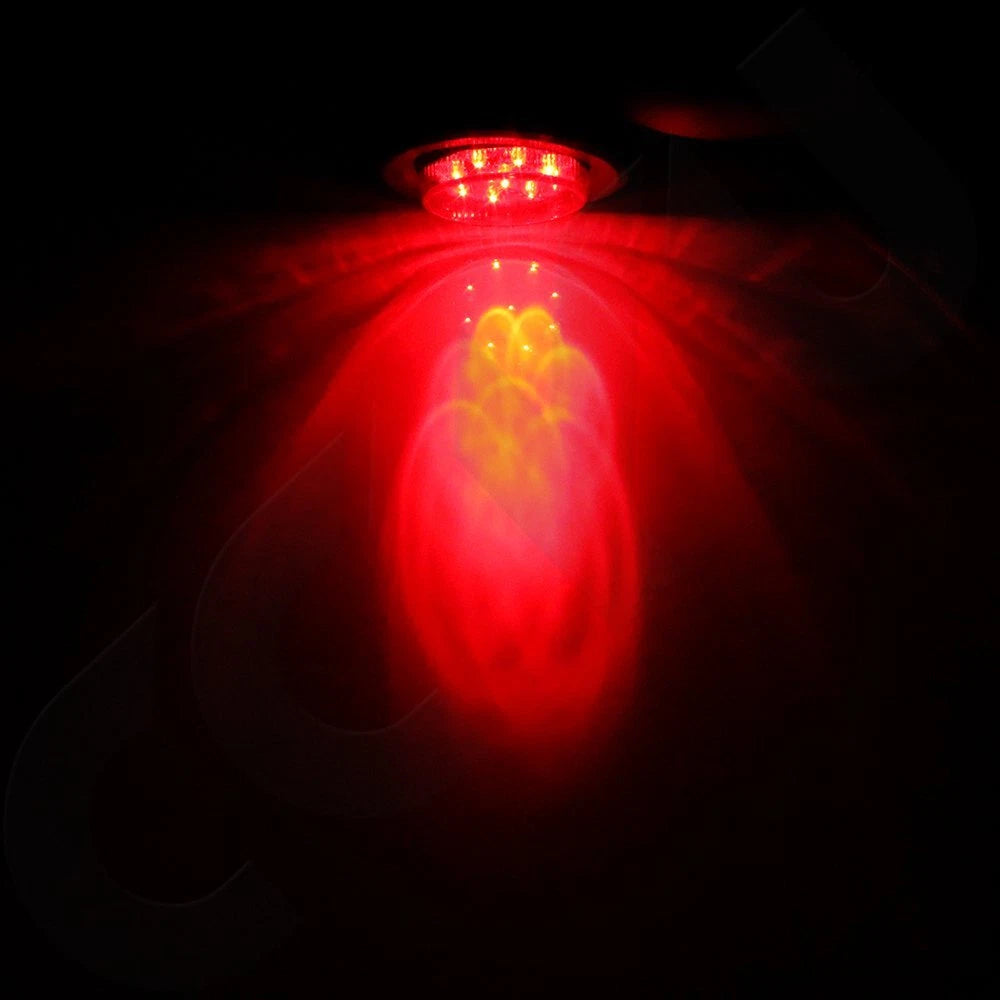 Set of 6 Red 2 Inch Round LED Side Marker Lights for Universal Trailers