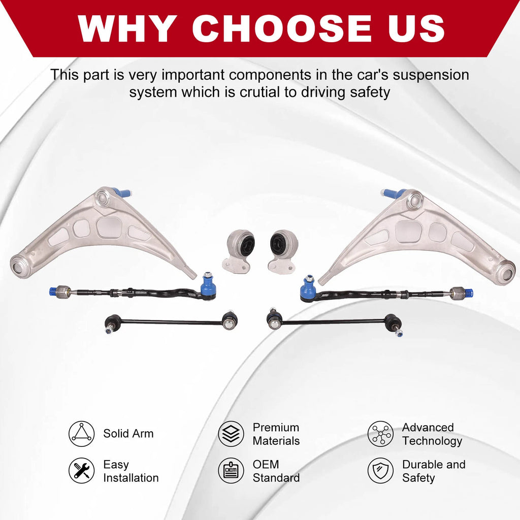 Set of 8 Front Control Arms Ball Joint Suspension Kit for BMW E46 (1998-2006)