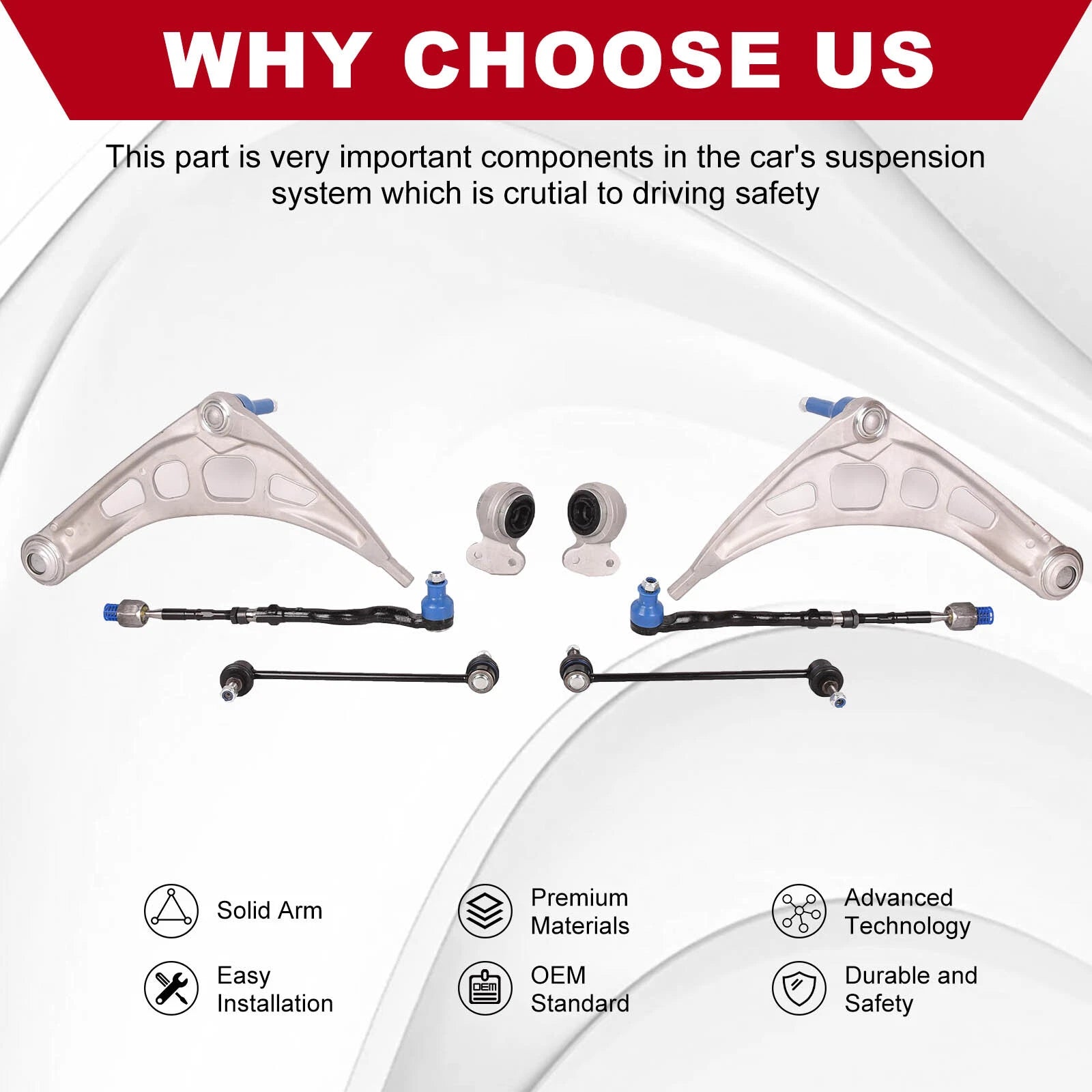 Set of 8 Front Control Arms Ball Joint Suspension Kit for BMW E46 (1998-2006)