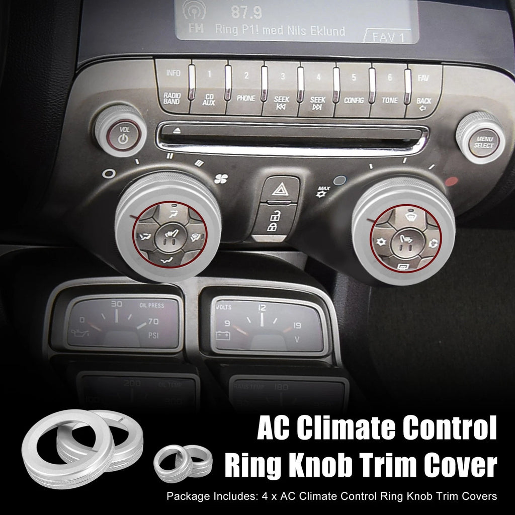 Set of 4 Aluminum Alloy Center Control Ring Knob Covers for Chevrolet 