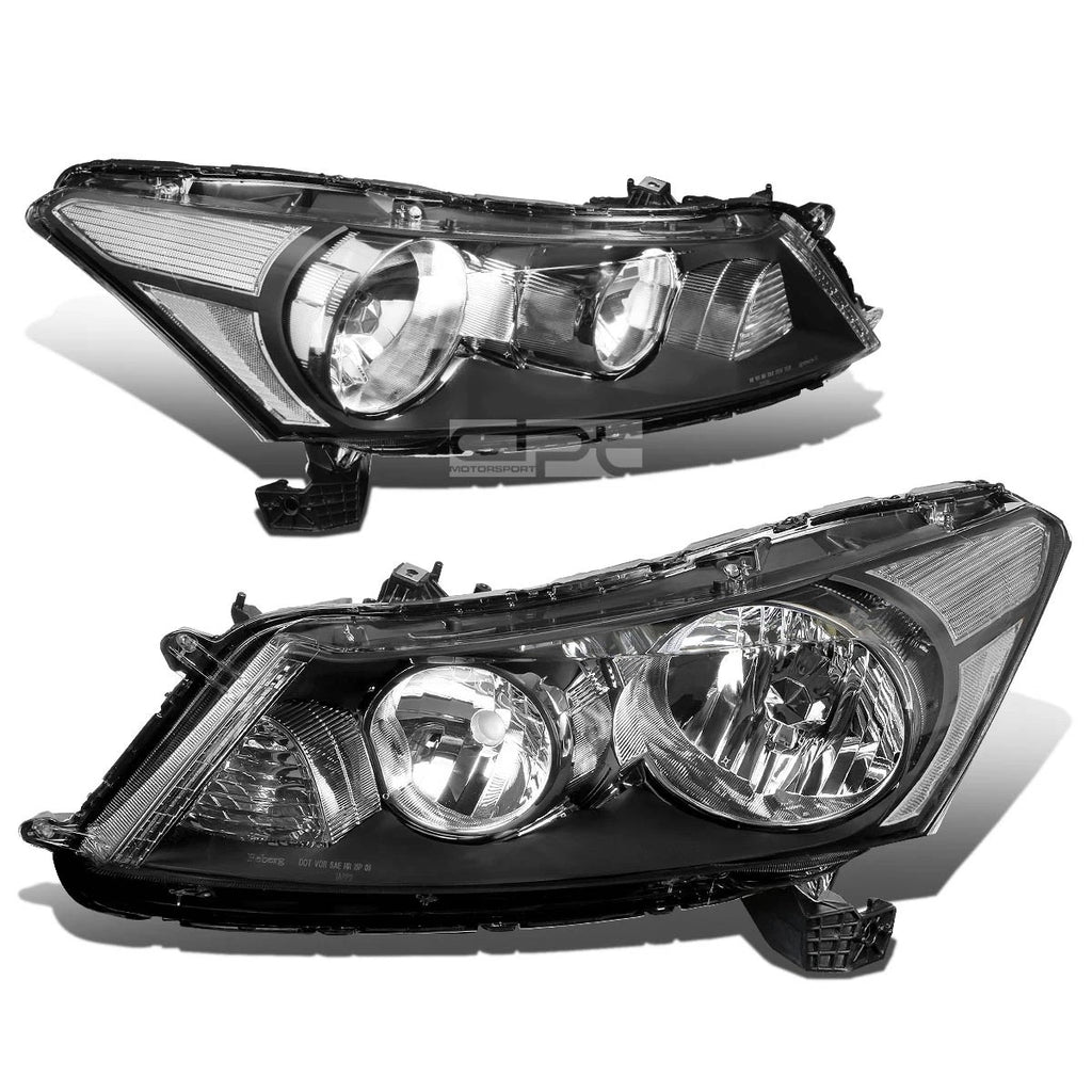 Black Housing Headlights + Clear Corners + Smoked LED Fog Light Kit for Accord (2008–2012)