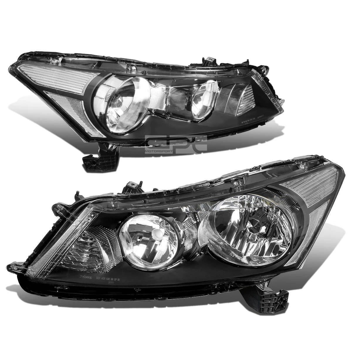 Black Housing Headlights + Clear Corners + Smoked LED Fog Light Kit for Accord (2008–2012)