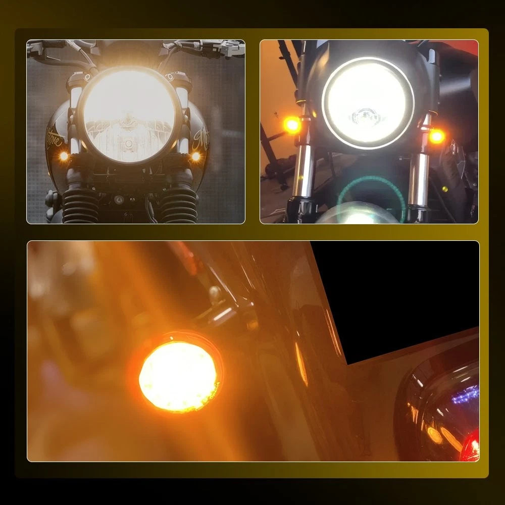 Set of 4 Black Motorcycle Turn Signal Lights for Universal Models