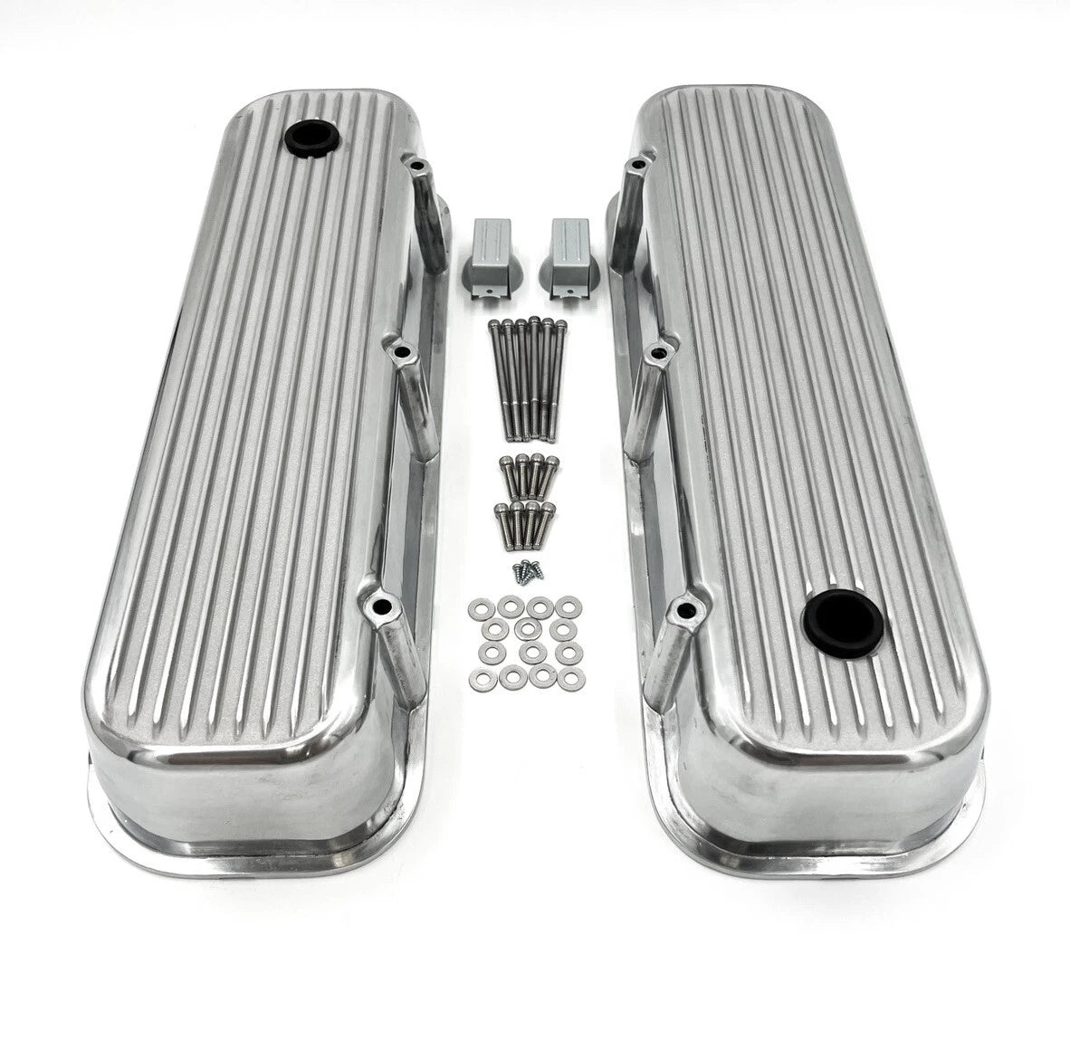 Polished Aluminum Valve Covers Tall Finned Replacement for BBC 396 402 427 (1963–1970)