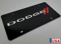 Acrylic Premium Black License Plate for Dodge with Mirror Red Script Emblem (2000–2024)