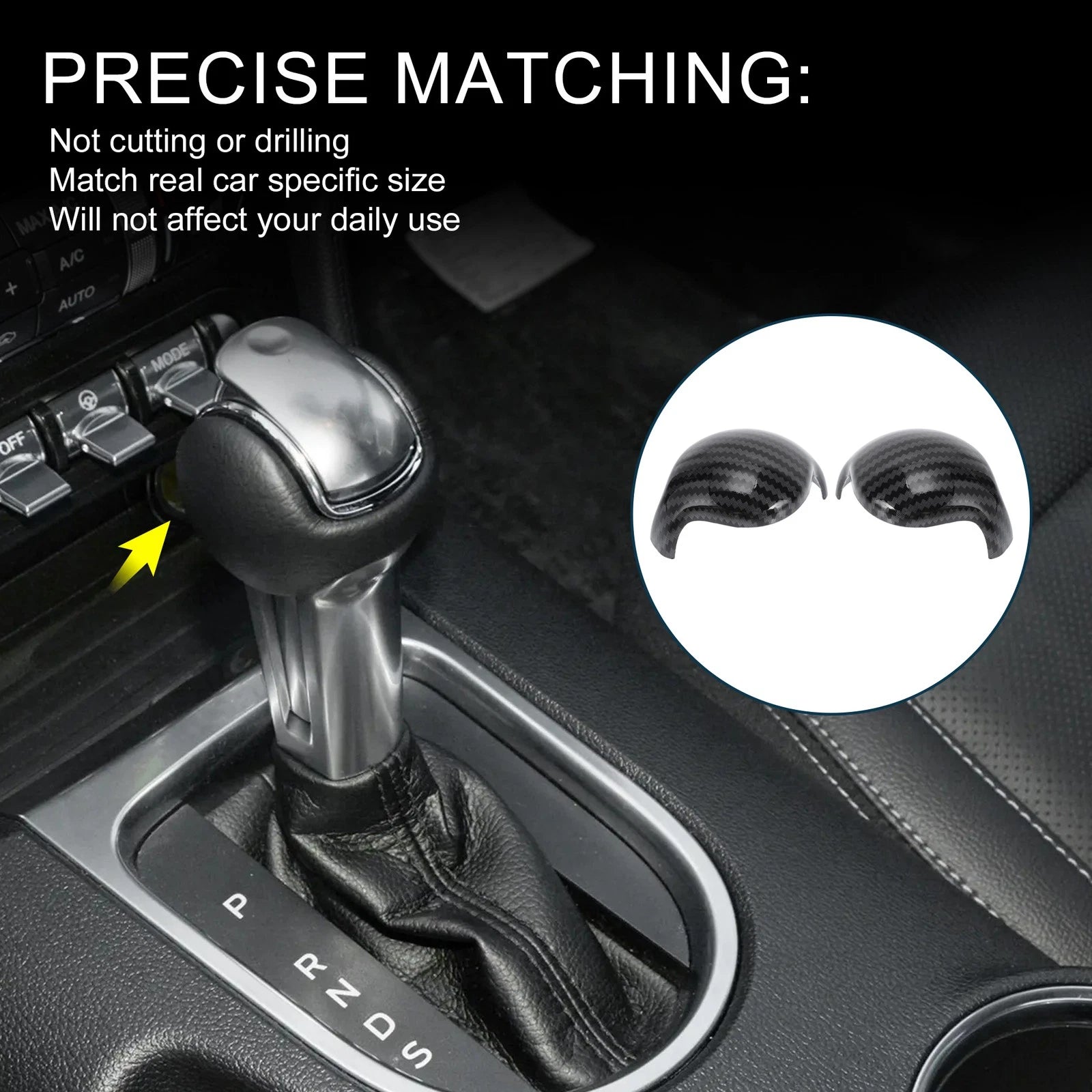 Carbon Fiber Gear Shift Knob Cover for Ford Mustang (2015–2023)