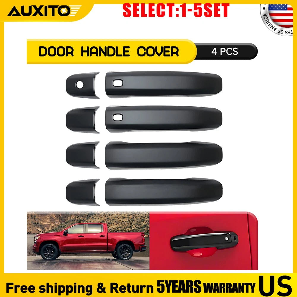 Set of 4 Matte Black Door Handle Covers for GMC Sierra 1500 (2019–2025)