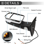 Tow Mirrors for Dodge Ram 1500 2500 (2009–2018) with Lights, Silver Tone, 1 Pair