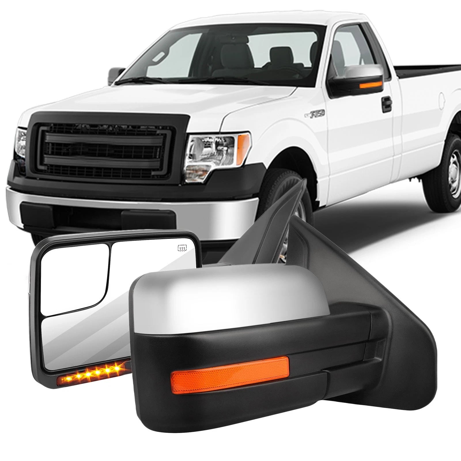 Chrome Power Heated Turn Signal Towing Mirror for F150 LH (2007–2014)