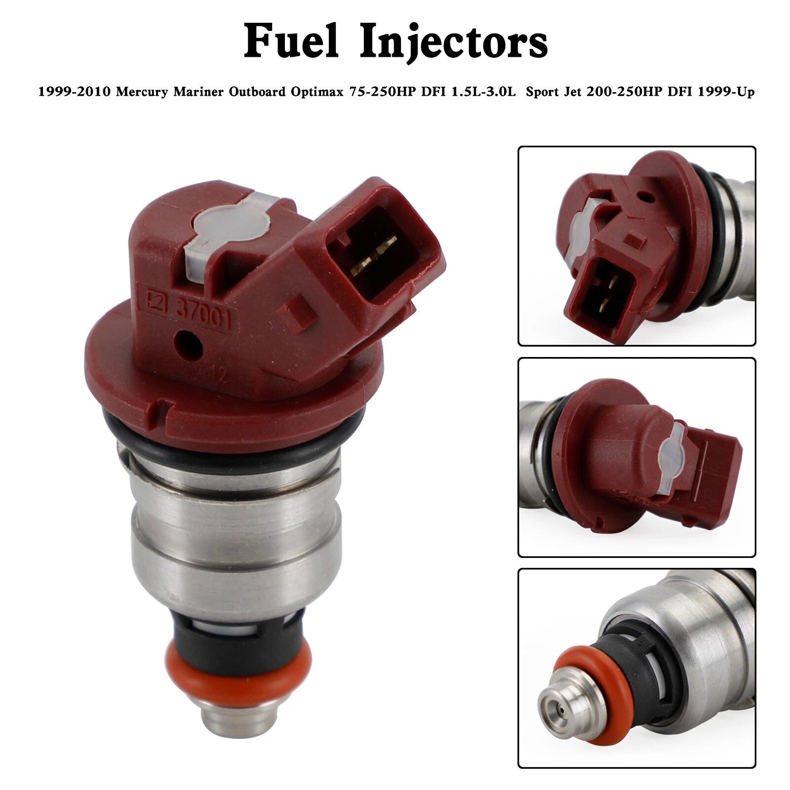 Set of 6 Fuel Injectors 37001 for Mercury Outboard Mariner (75-225)