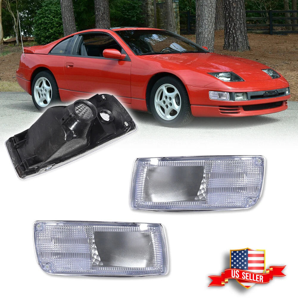 2X Clear Front Bumper Signal Lights for Nissan 300ZX Z32 (1990–1996)