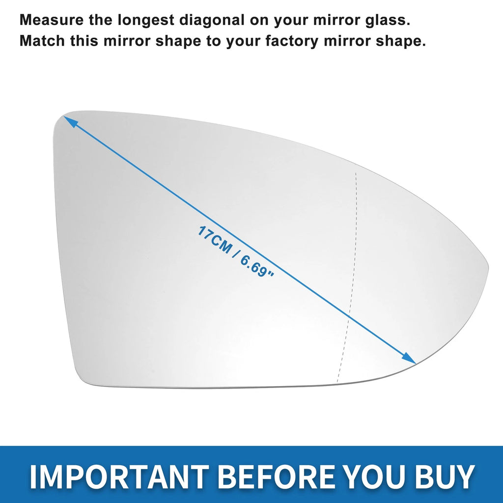 Heated Right Side Mirror Glass for Volkswagen Golf MK7 (2013–2020)