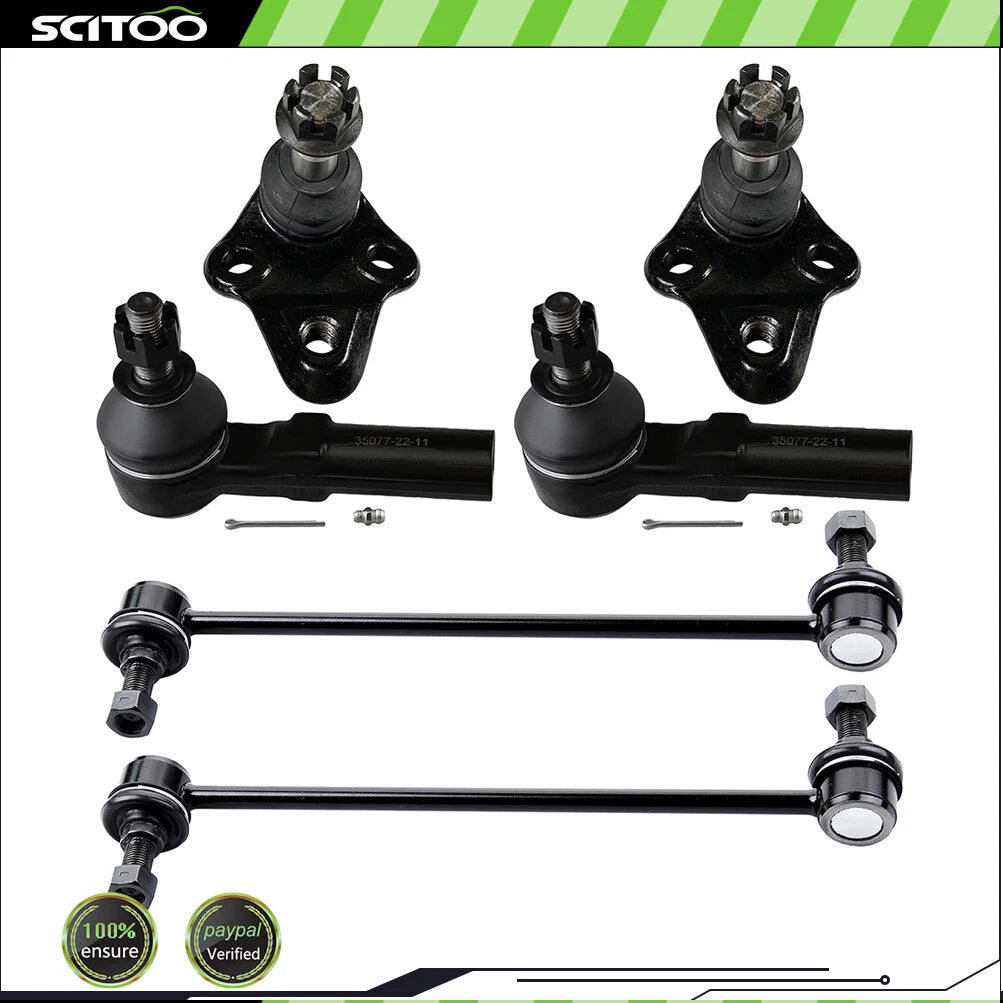 Set of 6 Front Outer Tie Rod End Link Ball Joints for Toyota Matrix (2009–2013)