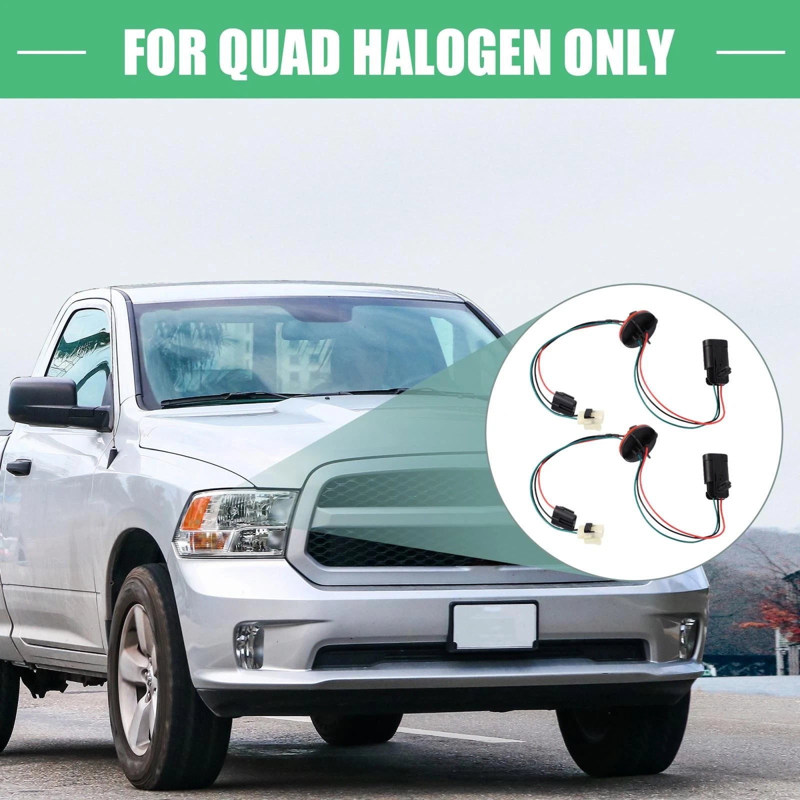 2 Pc Headlight Harness 68193062AB for Dodge Ram 1500 2500 3500 (2002–2018)
